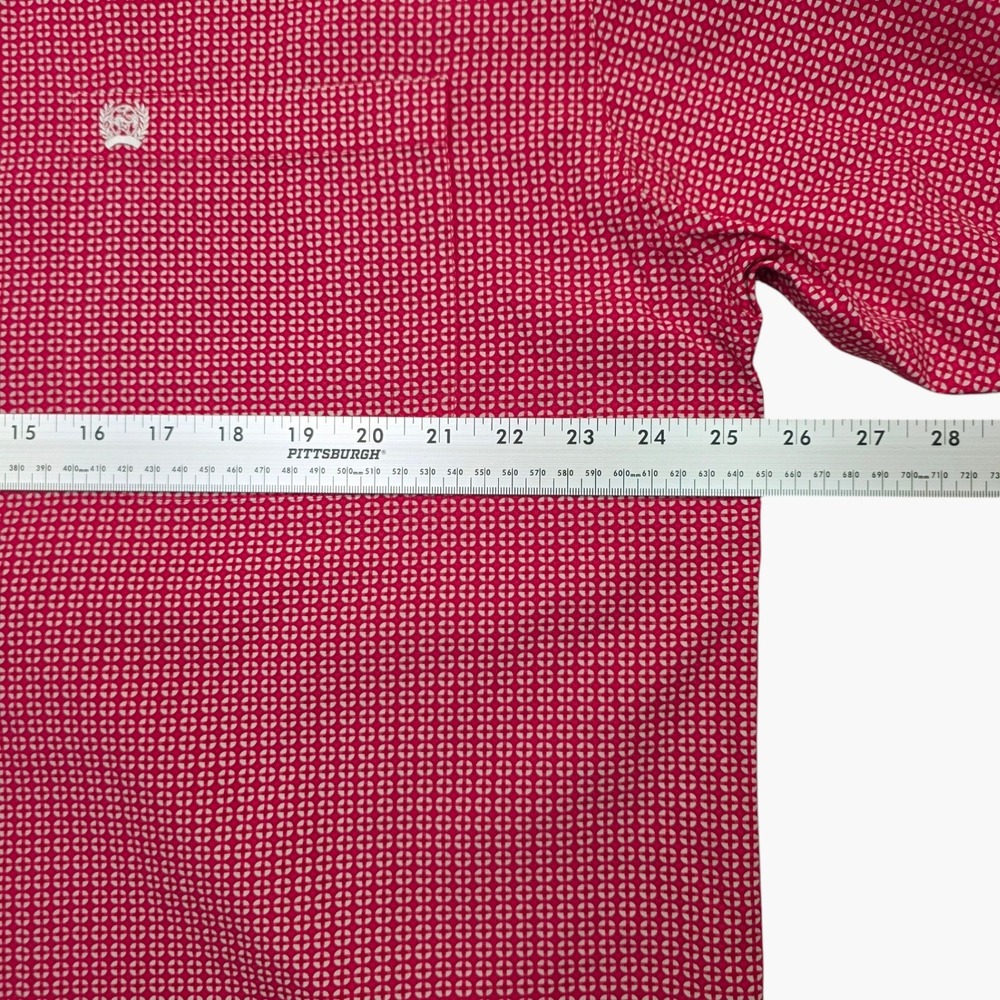 Cinch Mens Long Sleeve Button Down Shirt Red White Geometric Western MTW1105658 - Picture 6 of 9
